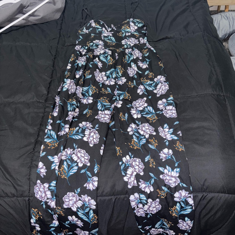Floral Black Jumpsuit